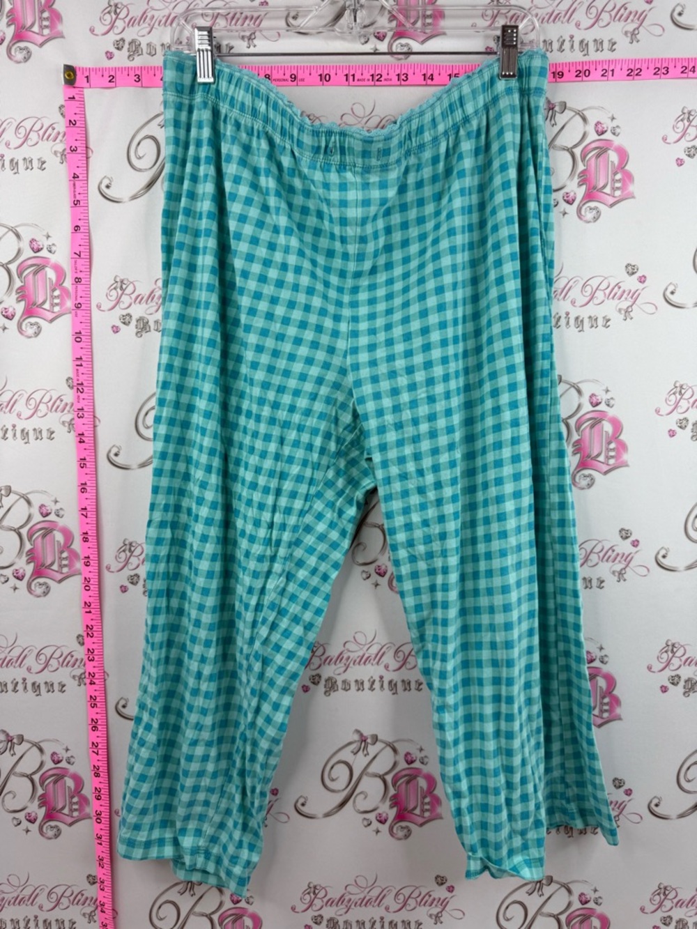 Sentiments Women’s Sleep Pyjamas with Aqua plaid Lightweight Relaxed Fit comfy